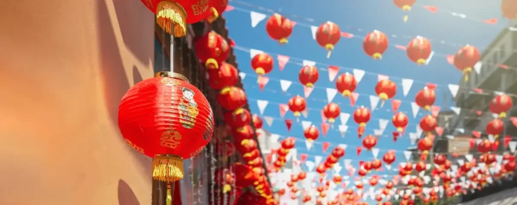 Photo chinese new year lanterns in china town
